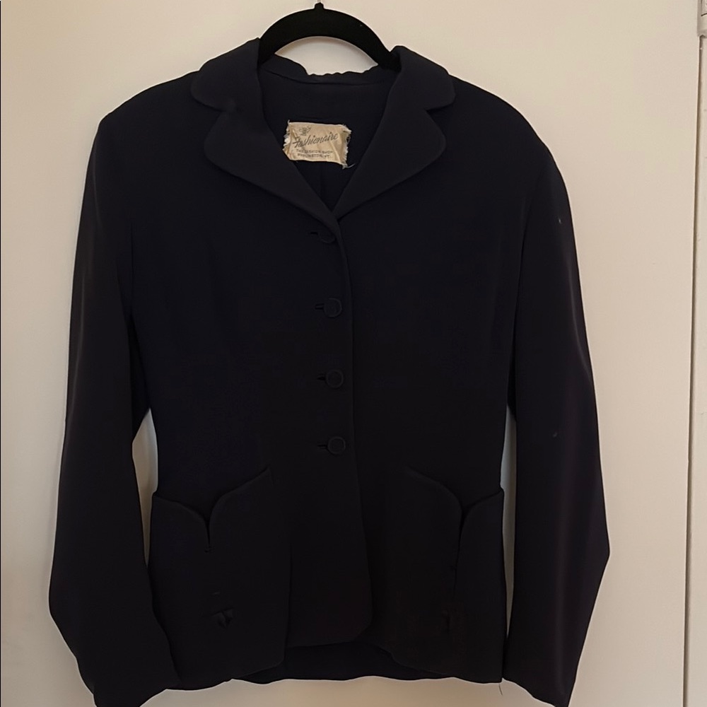 Women's Navy 1940's Virgin Wool Jacket